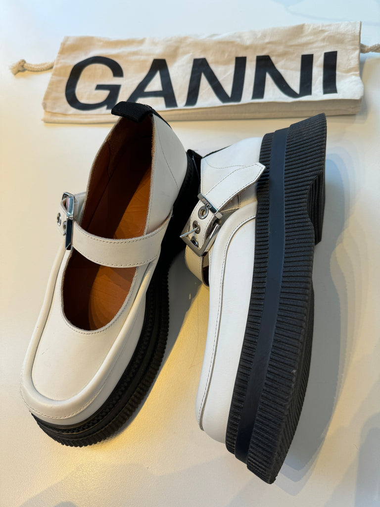 GANNI white Mary Jane shoes size 10