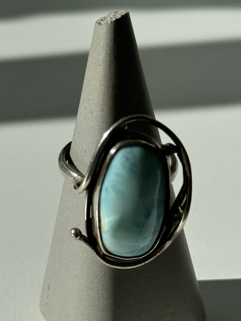 Blue larimar stone and sterling ring size 10