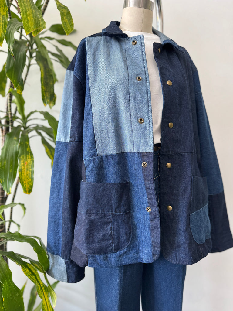 Handmade vintage patchwork denim jacket