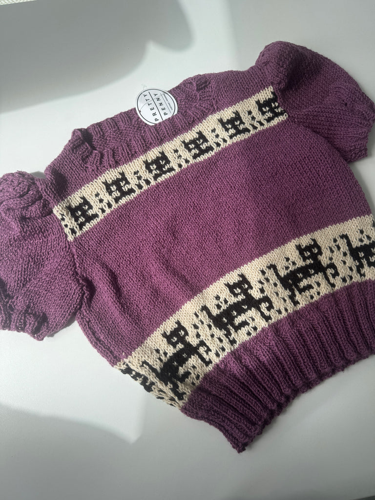 Hand knit cat novelty sweater