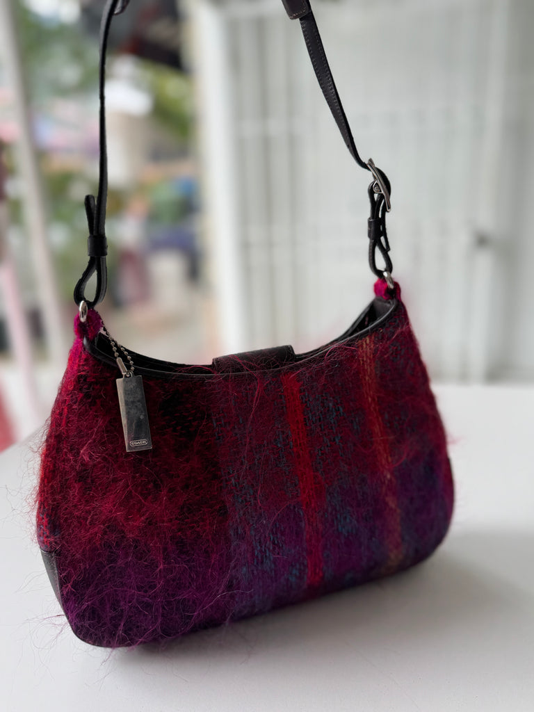 Coach mohair and leather purse