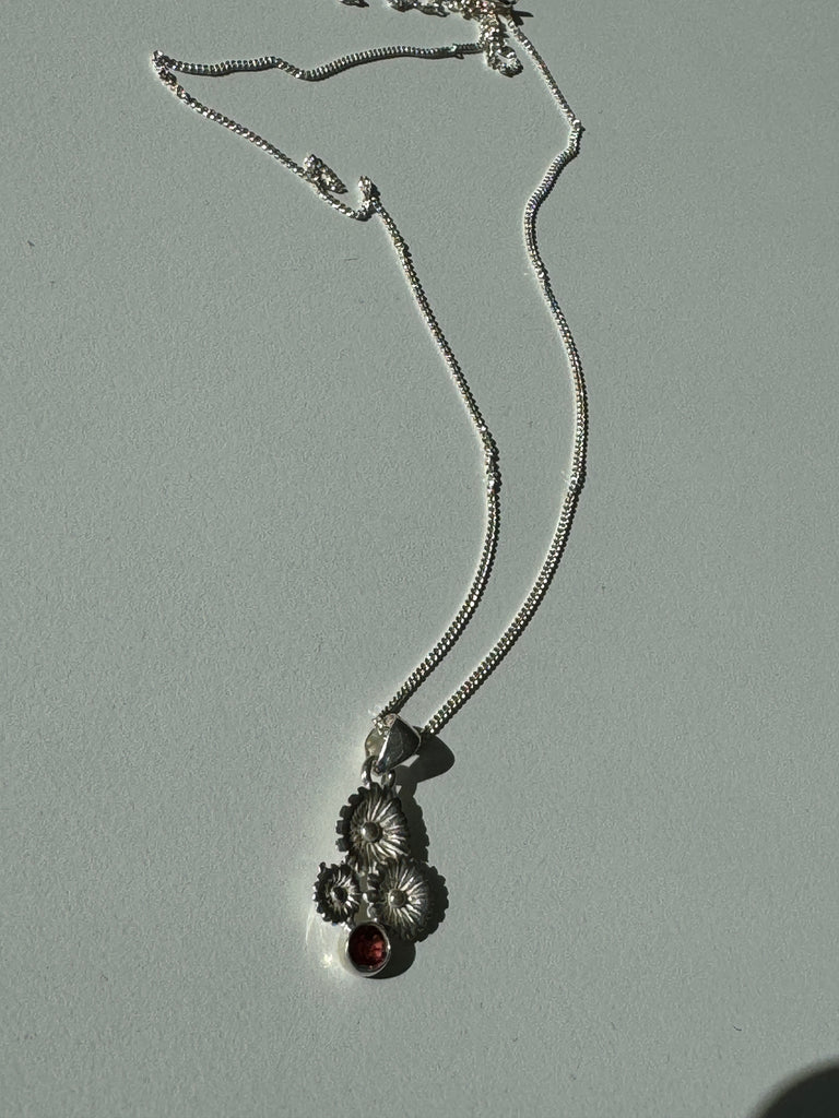 Silver and garnet necklace