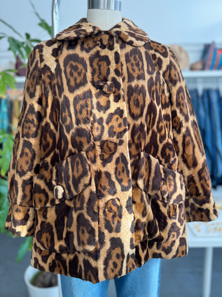 Vintage faux fur leopard print jacket