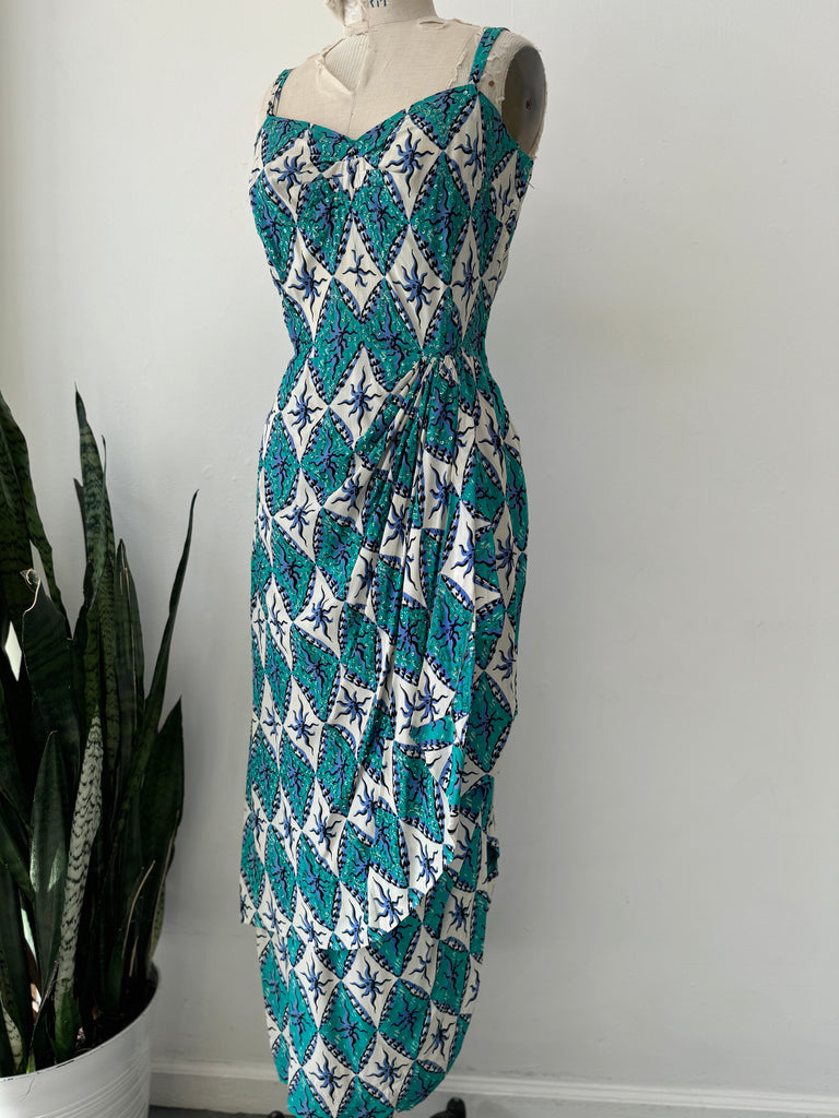 Vintage 1950’s print with sequins Dress