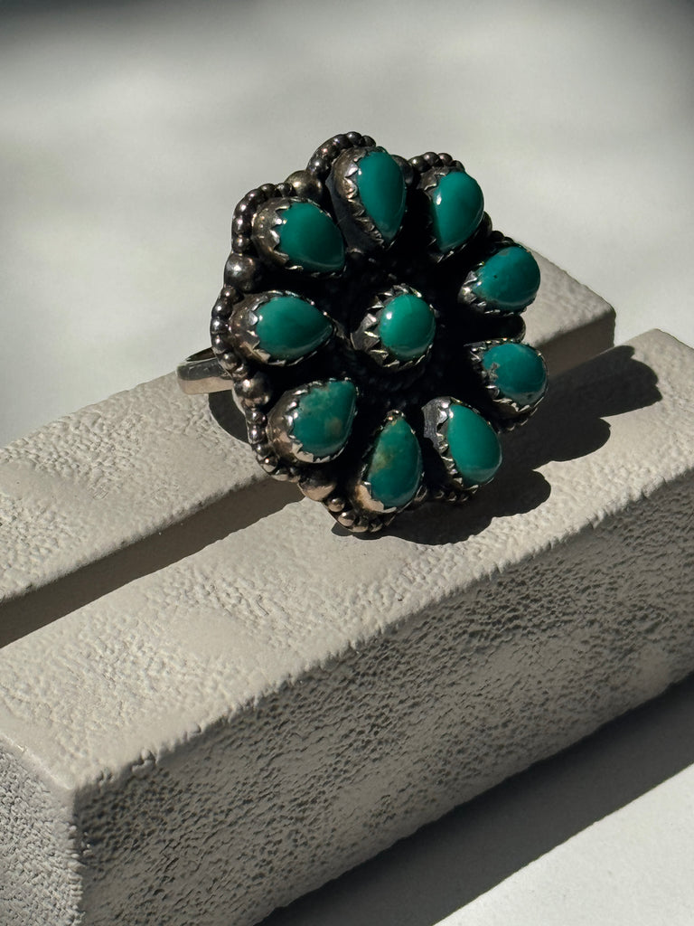 Green turquoise and sterling silver ring size 7.5