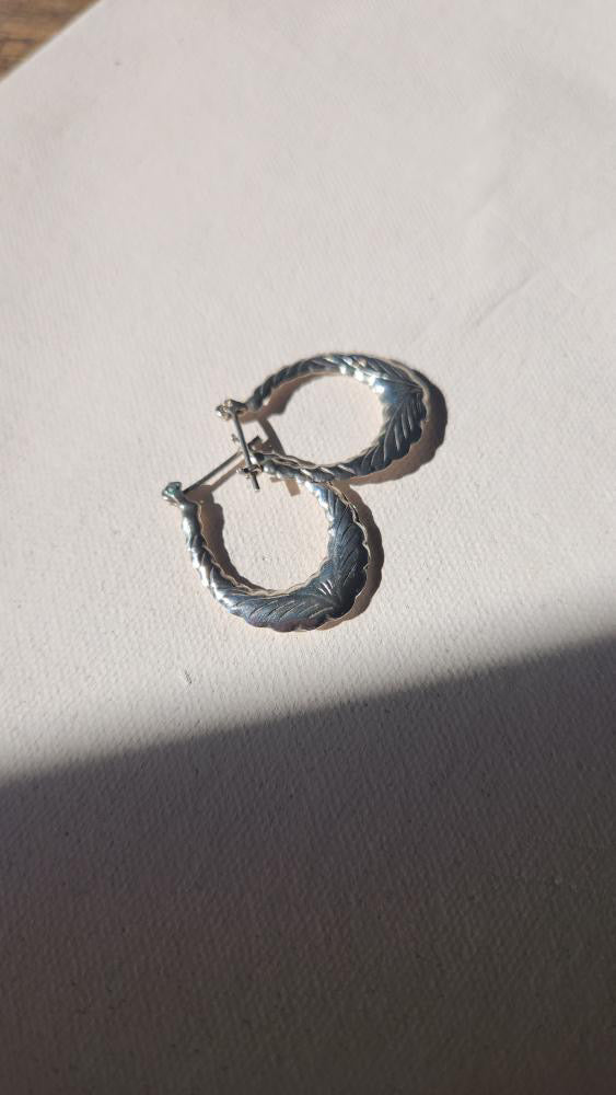 Sterling fancy etched earrings