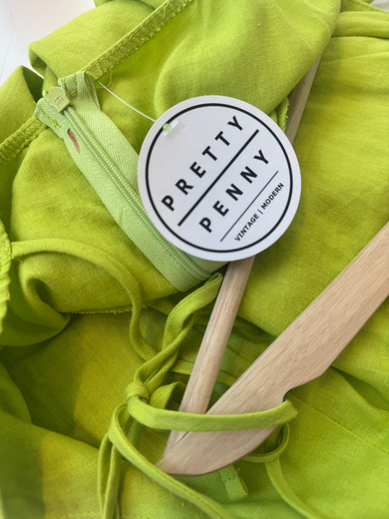 Vibrant chartreuse linen summer dress