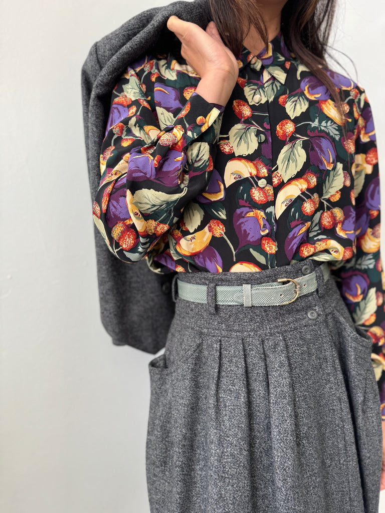 Vintage novelty print silk top