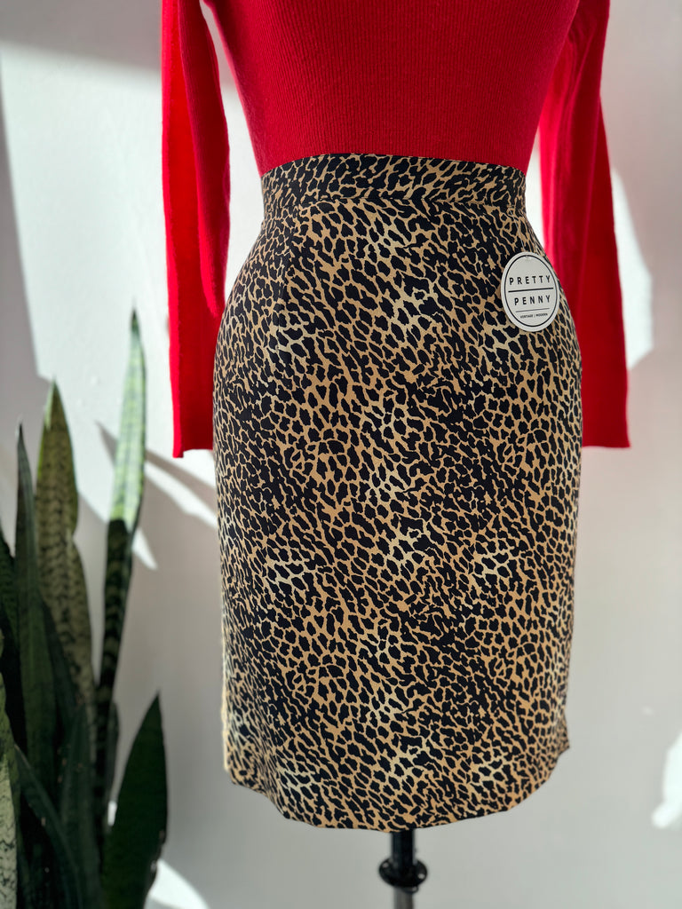 Vintage silk animal print skirt