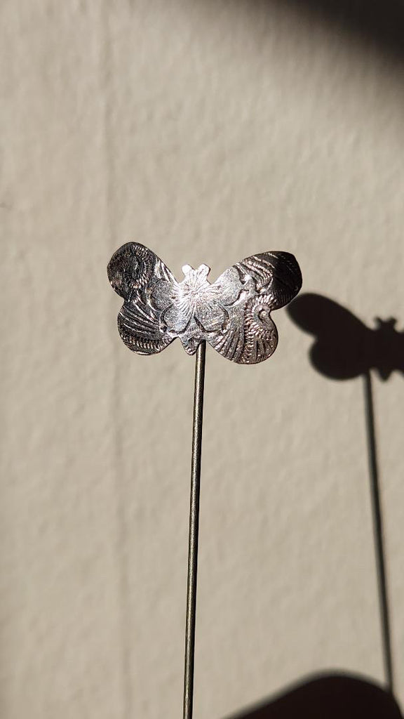 Vintage sterling silver etched butterfly pin