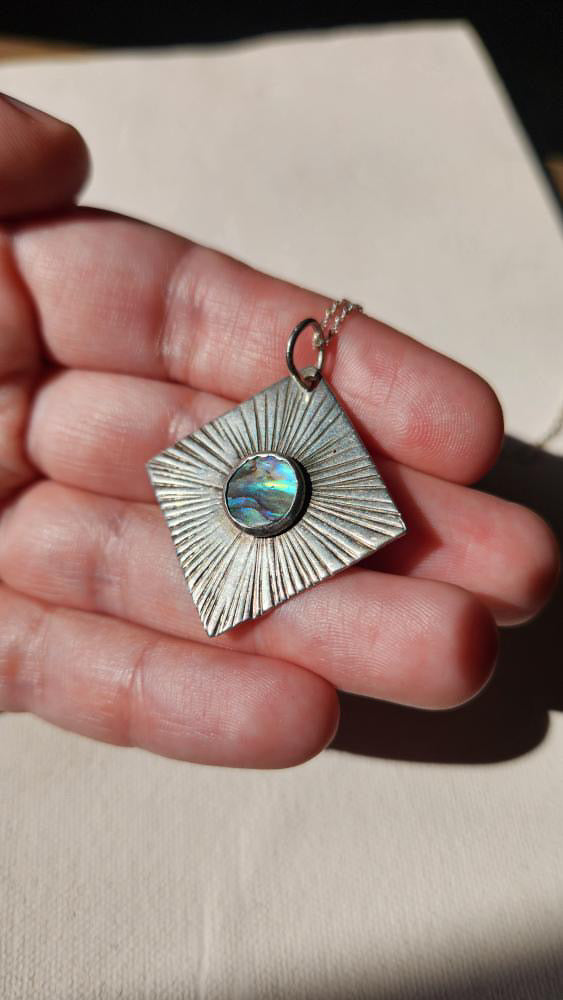 Sterling and abalone artisan pendant necklace