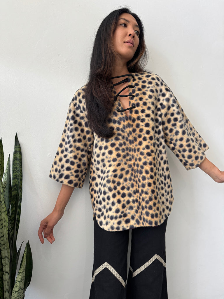 Vintage textured animal print Top