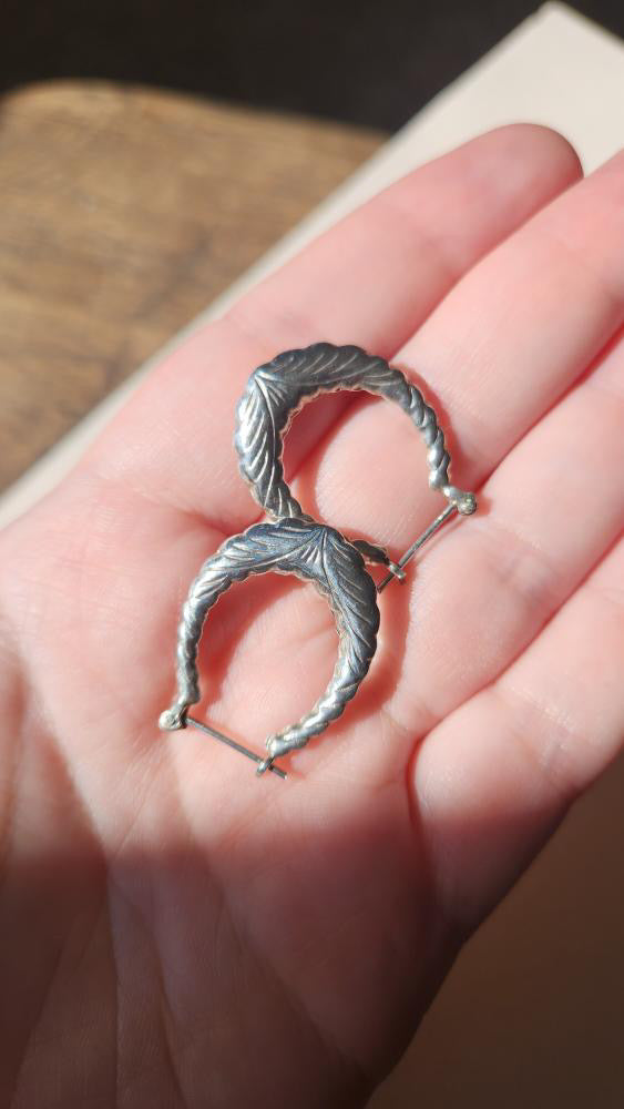 Sterling fancy etched earrings