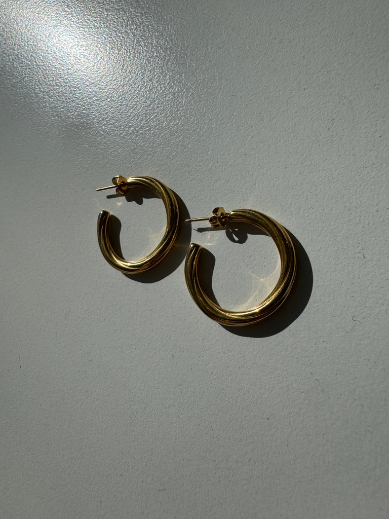 Gold filled hoops “1”