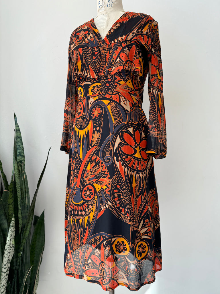 Vintage Italian chiffon with all over print Dress