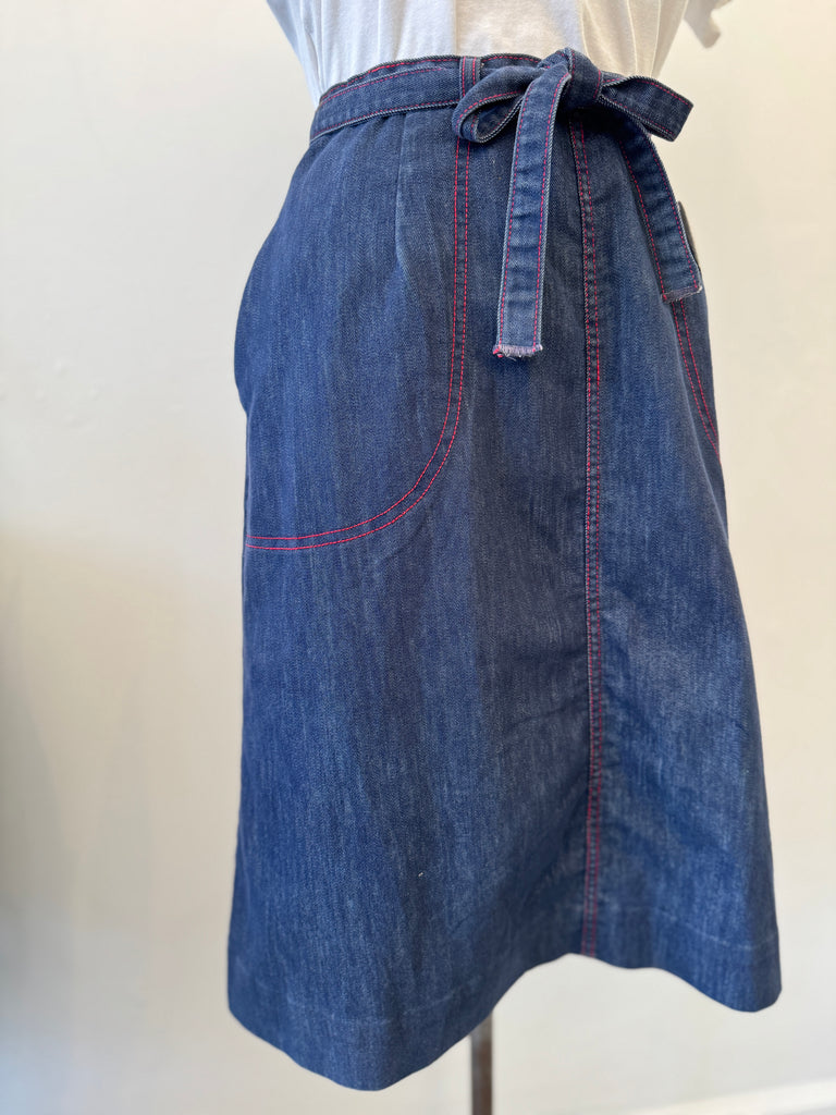 Vintage denim wrap skirt