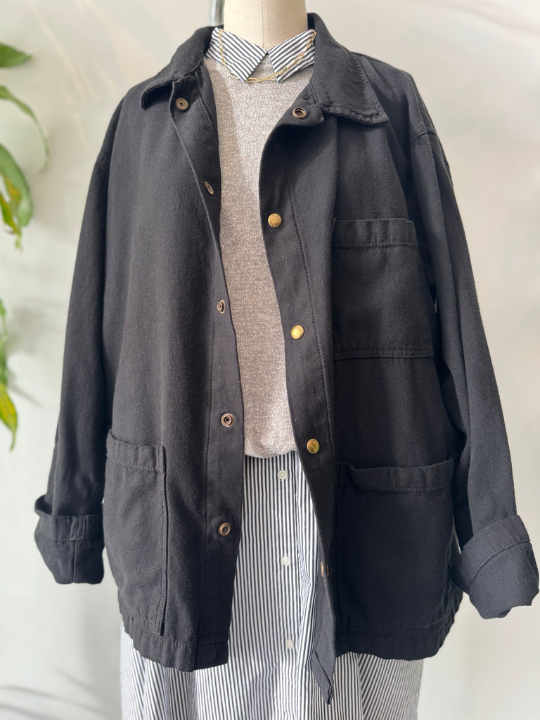 Black cotton chore coat