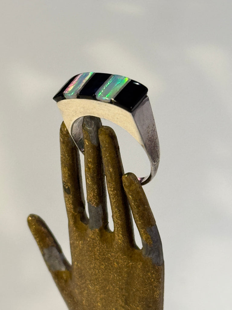 Opal and Onyx electro form ring