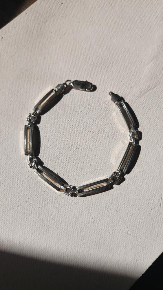 Sterling fancy figaro chain bracelet