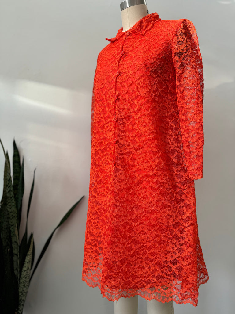 Vintage tangerine lace dress