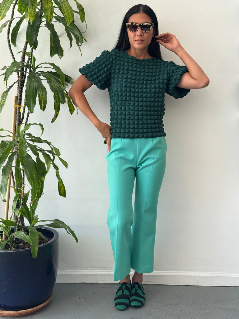 Textured puff emerald top