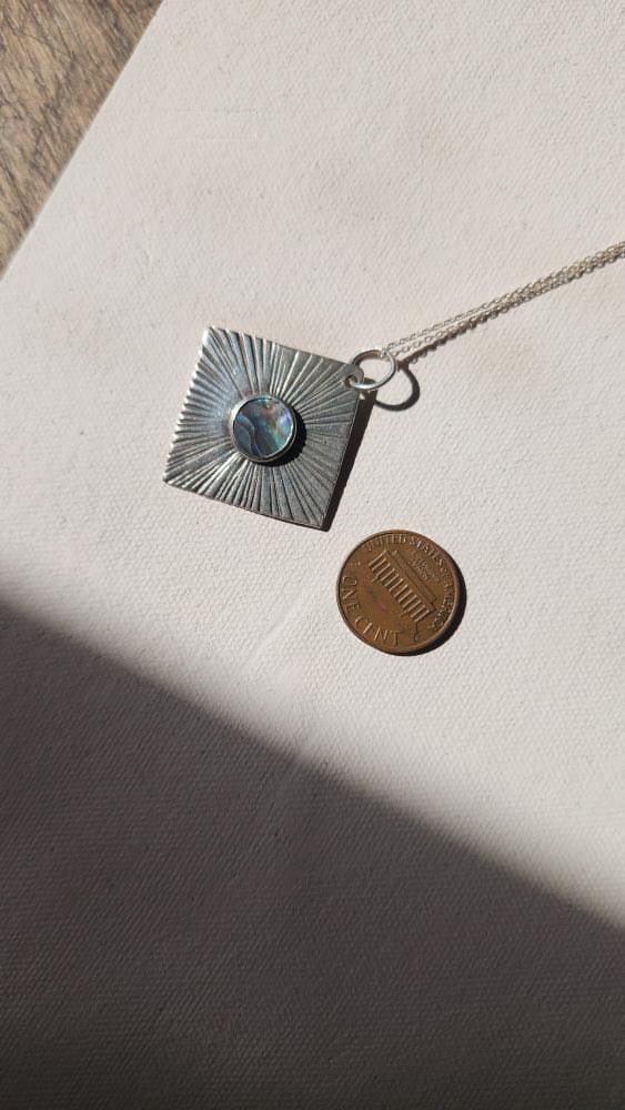 Sterling and abalone artisan pendant necklace