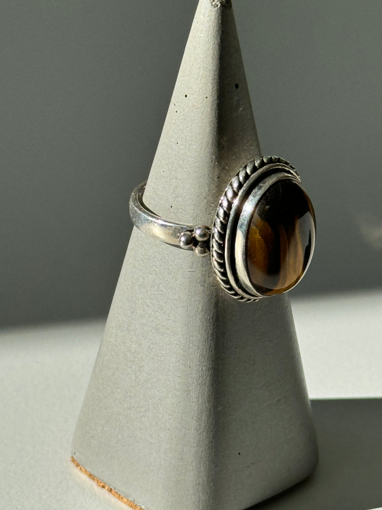 Tigers eye and sterling ring size 7.5