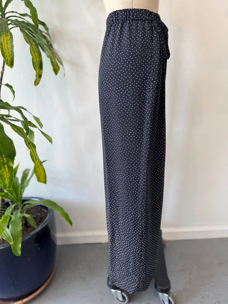 Rayon pants with silk lining micro polka dot waist 28-32