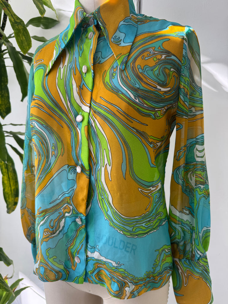 Vintage teddi of California pointed collar top