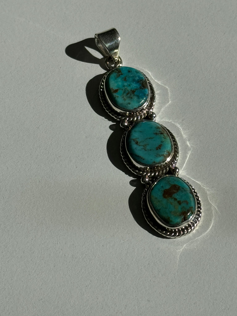 Long triple turquoise pendant