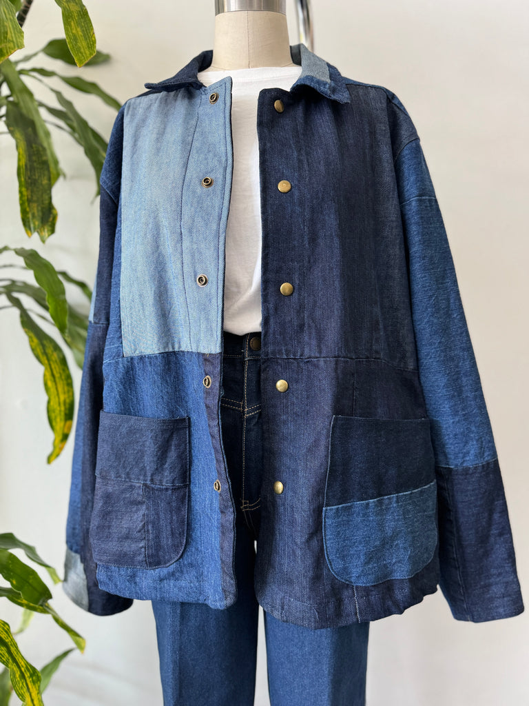 Handmade vintage patchwork denim jacket