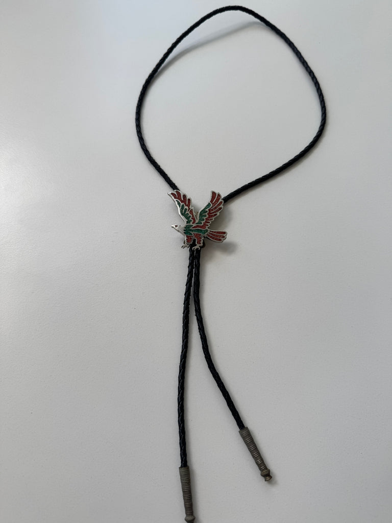 Metal Eagle and leather bolo tie
