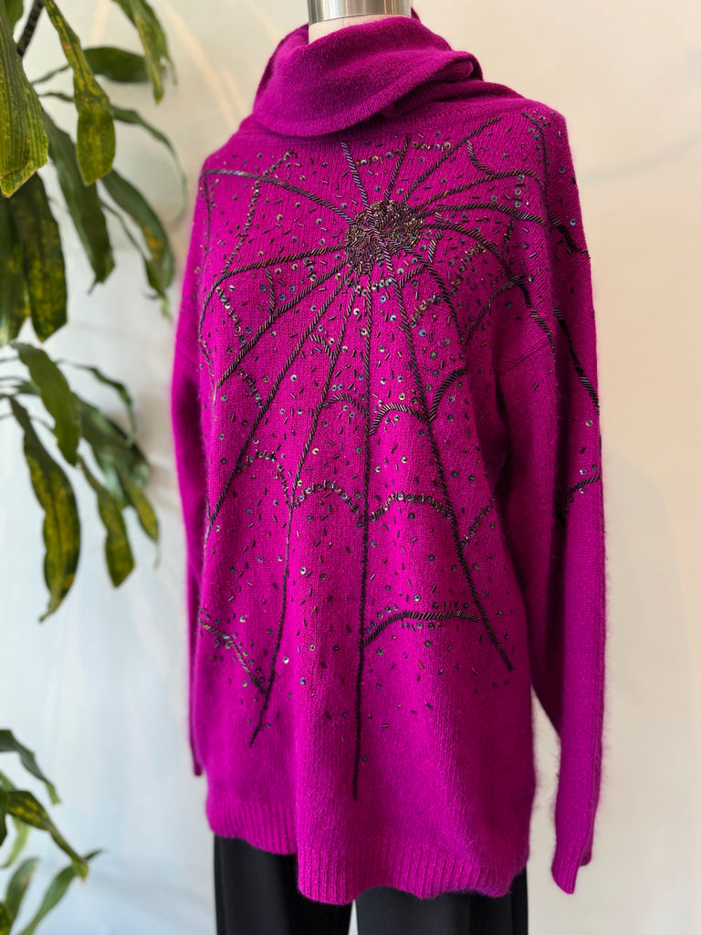 Beaded spider web sweater