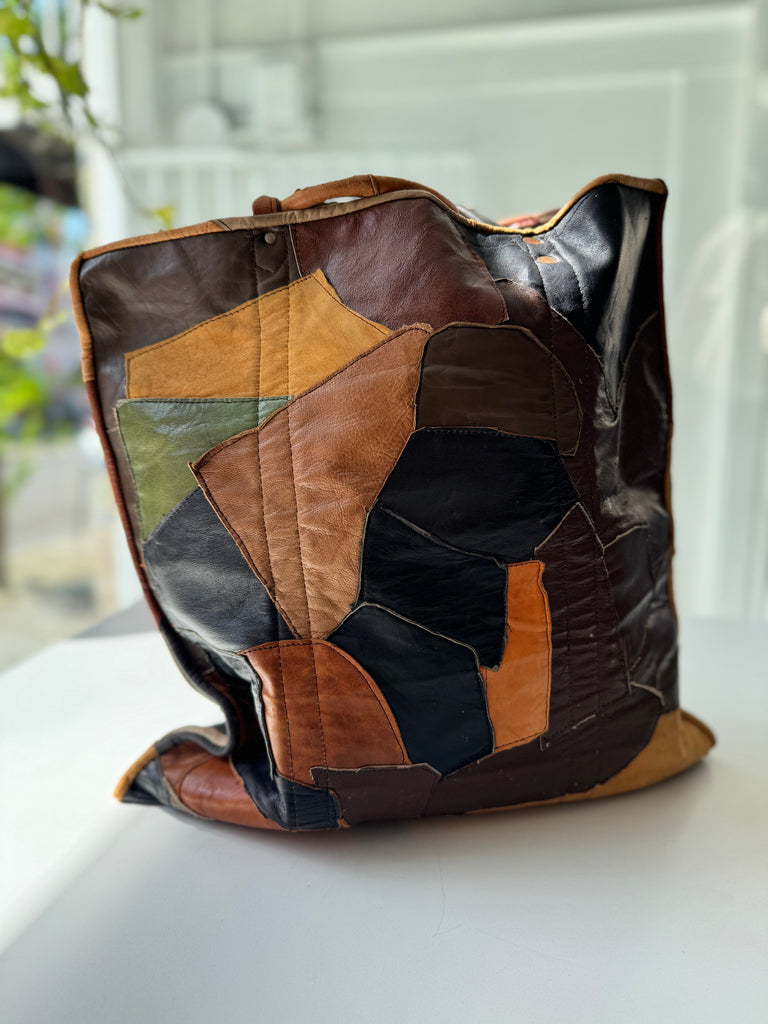 Oversized Vintage leather patchwork bag