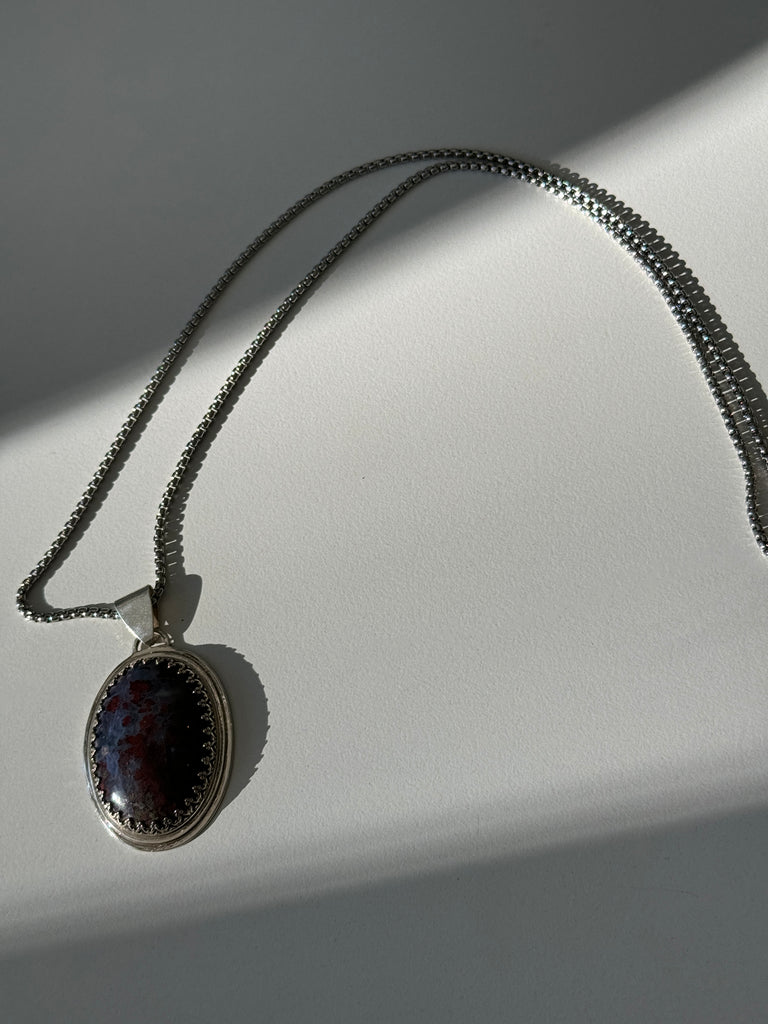 Purple moss Stone and sterling necklace