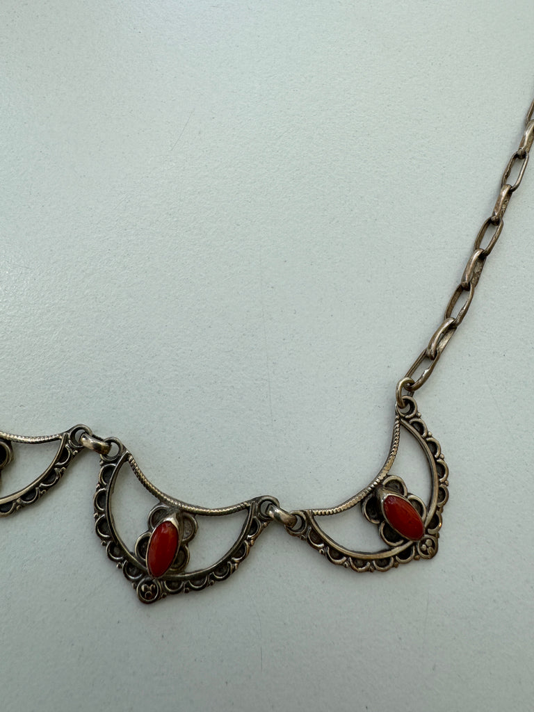 Italian coral hook necklace