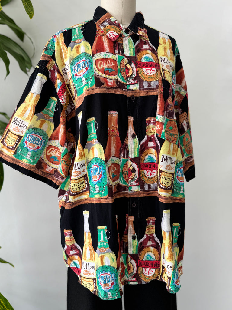 Vintage Beer novelty button up top