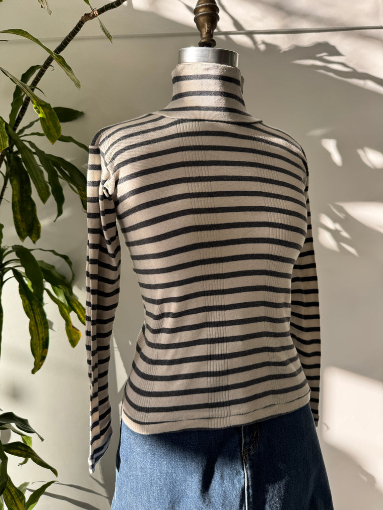Striped 100% cotton turtleneck top