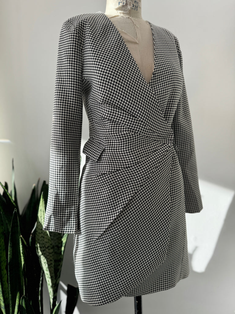 Designer Jason WU wrap houndstooth dress