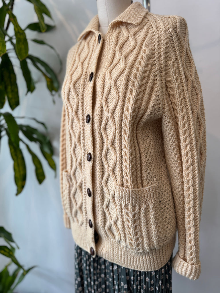 Vintage wool fisherman cardigan outerwear