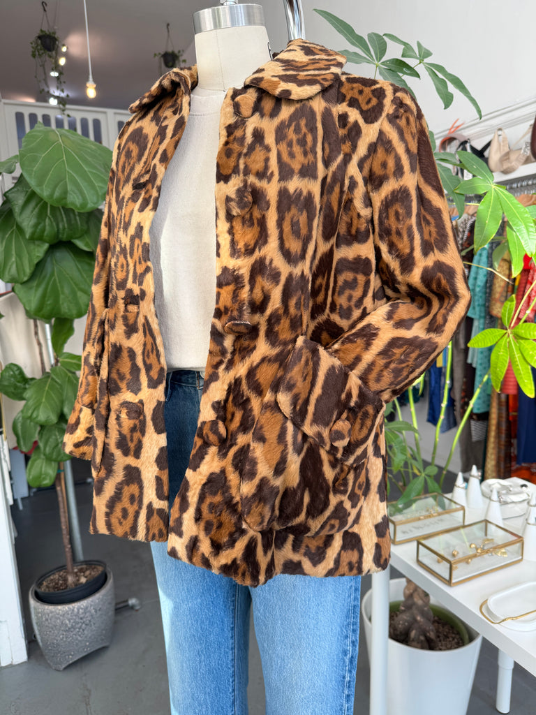 Vintage faux fur leopard print jacket
