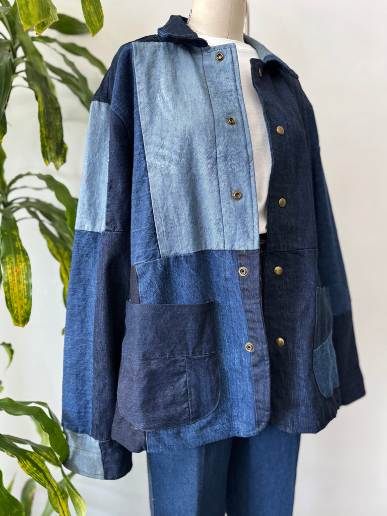 Handmade vintage patchwork denim jacket