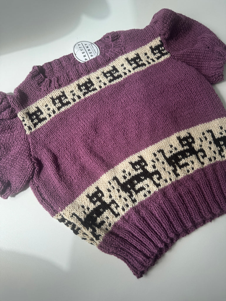 Hand knit cat novelty sweater