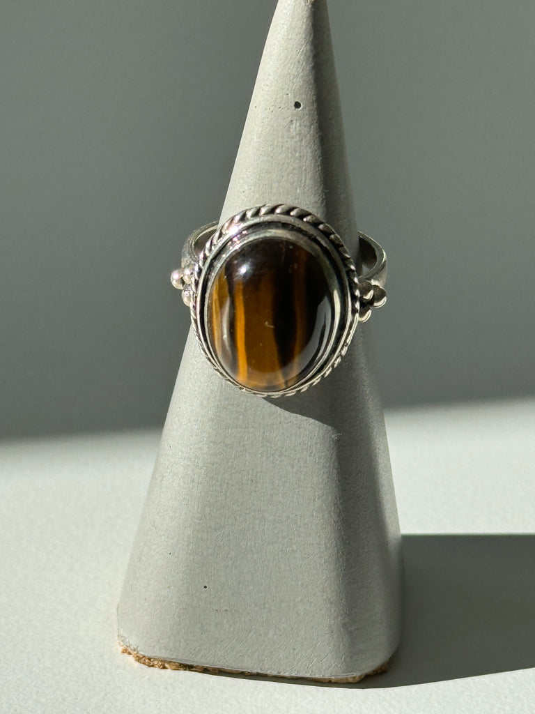 Tigers eye and sterling ring size 7.5