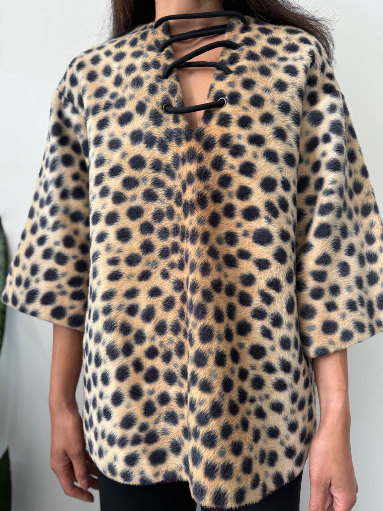 Vintage textured animal print Top