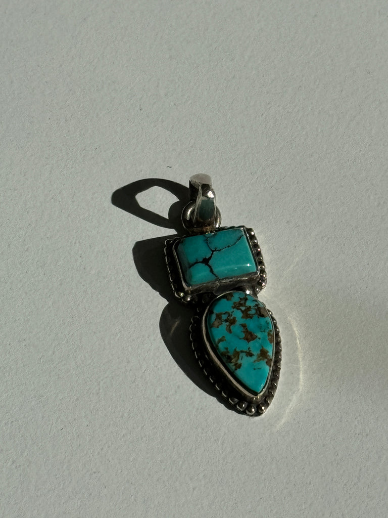 Double blue turquoise pendant