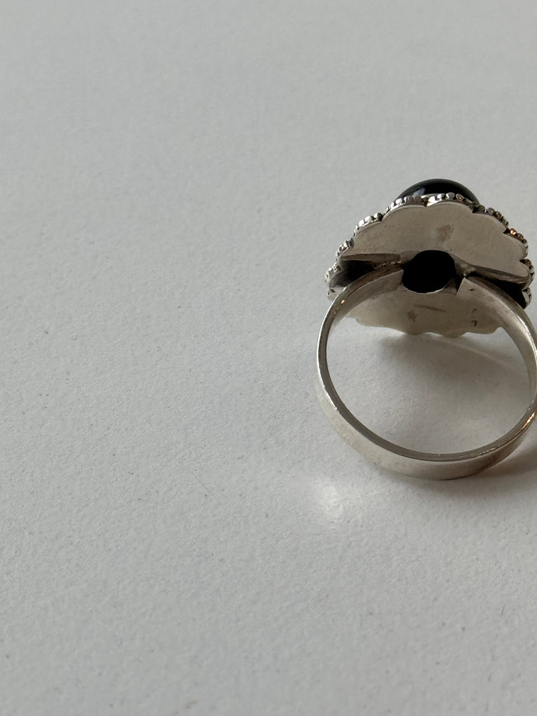 Onyx + Sterling silver ring size 9