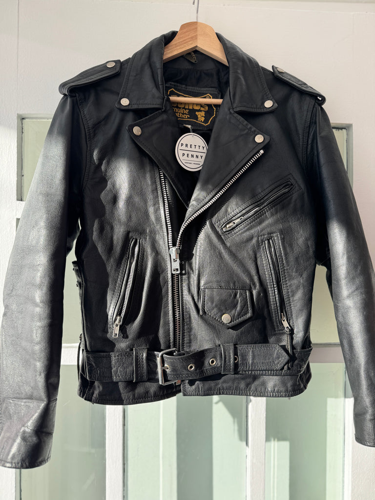 Vintage leather moto jacket