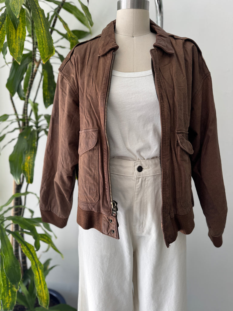 Vintage leather bomber jacket