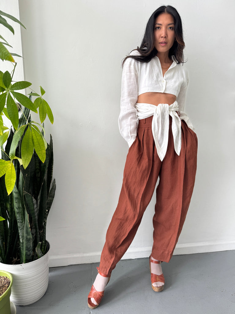 High waist linen pants